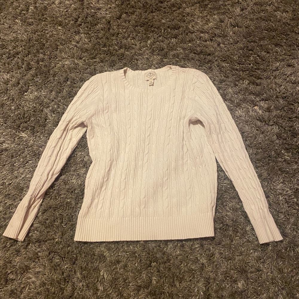 white knit sweater